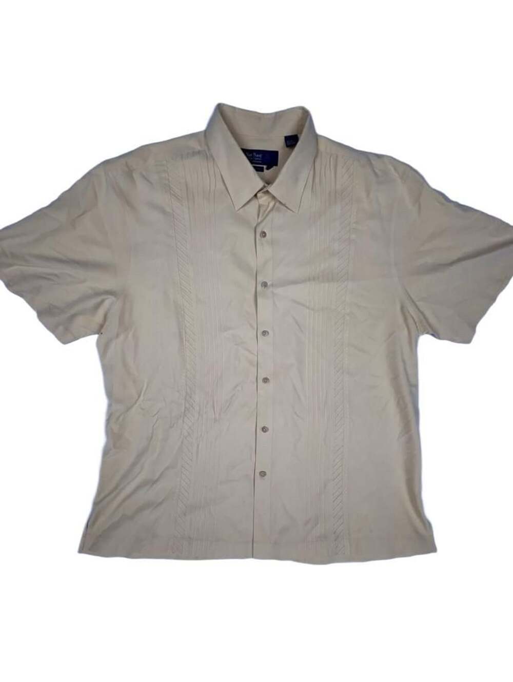 Nat Nast Guayabera Shirt Size XL Yellow Silk Camp